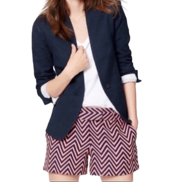 Ann Taylor LOFT The Riviera Shorts size 2 Coral pink Navy Chevron Stripe cotton - Picture 3 of 11